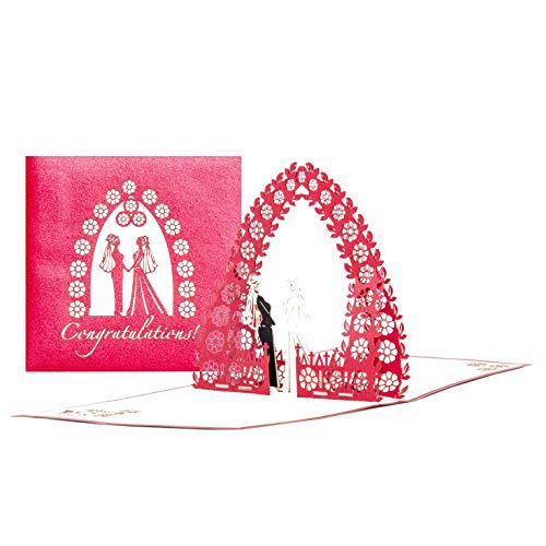 3D Wedding Card Mrs & Mrs – Congratulations Cards for Lesbian Wedding – hochwertige Pop-Up Hochzeitskarte zur lesbischen Hochzeit - edle 3D Karte zur gleichgeschlechtlichen Ehe & Trauung von Cologne Cards