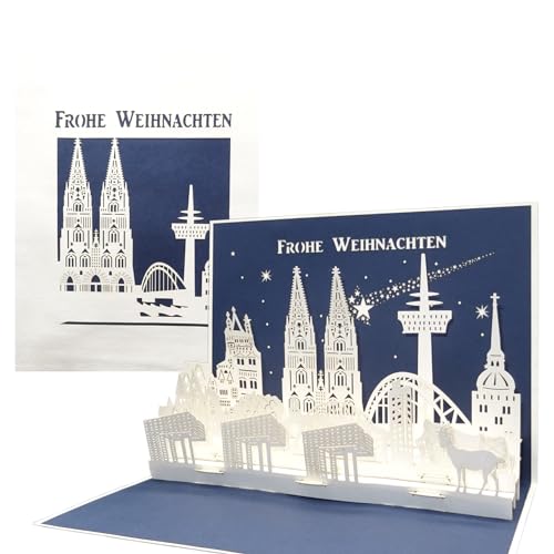 3D Weihnachtskarte „Köln – Kölner Skyline Pop-Up Weihnachtskarten mit Köln Panorama & Kölner Dom von Cologne Cards