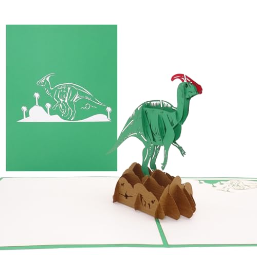 Cologne Cards 3D Pop Up Karte Dinosaurier - originelle 3D Dino Grußkarte Parasaurolophus, Dinosaurier Geburtstagskarte in 3D Pop Up Karten von Cologne Cards