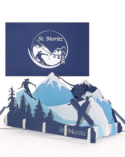 Grußkarte St. Moritz - 3D Karte als Souvenir, Geburtstagskarte, Reisegutschein & Einladungskarte zum Skiurlaub in der Schweiz - Pop Up Karte Ski & Snowboard Grußkarte St. Moritz - 3D Karte als Souvenir, Geburtstagskarte, Reisegutschein & Einladungskarte zum Skiurlaub in der Schweiz - Pop Up Karte Ski & Snowboard von Cologne Cards
