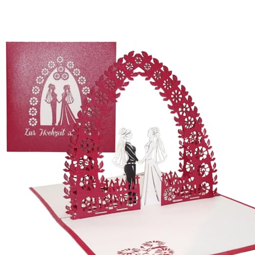 Hochzeitskarte Lesbian Wedding, Lesbische Hochzeit, edle 3D Karte – Pop Up Hochzeitskarten zur gleichgeschlechtlichen lesbischen Trauung von Mrs. & Mrs. von Cologne Cards