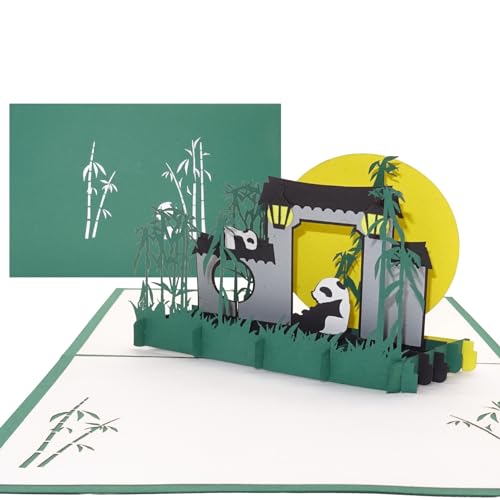 „Panda Bären & Bambus“ - 3D Pop Up Karte mit Pandas als Geburtstagskarte, Einladung, Einladungskarte Berlin Zoo, China Souvenir, Geschenk & Geschenkgutschein von Cologne Cards