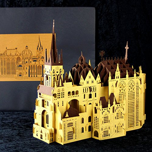 Pop Up Deko Aufsteller „Aachener Dom" – Raumdeko zum Aufklappen! Handgefertigt aus Papier, Souvenir Aachener Dom, 3D Pop Up für Wohnzimmer und Büro, Geschenkartikel Aachen von Cologne Cards