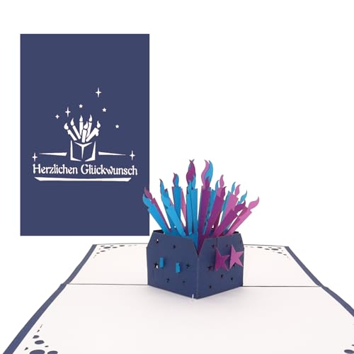Pop Up Geburtstagskarte Geburtstagskerzen - 3D Glückwunschkarte zum Geburtstag & Namenstag – als Gutschein, Geschenk, Geschenkgutschein & Geschenkverpackung von Cologne Cards