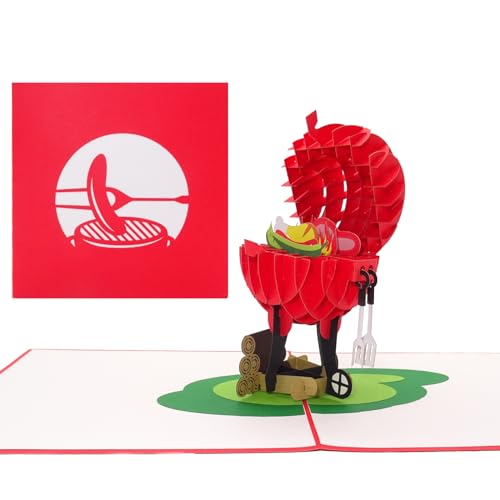 Pop-Up Karte „BBQ Grill – Grillmeister“ 3D Geburtstagskarte & Einladungskarte zum Grillen - als Gutschein für Männer & Einladung zu Grillparty & Grillabend von Cologne Cards