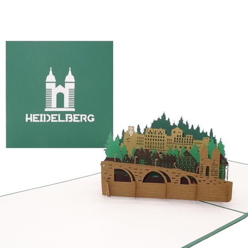 Pop Up Karte „Heidelberg – Alte Brücke & Heidelberger Schloss“ - 3D Grußkarte als Souvenir, Geschenk, Geburtstagskarte & Einladung zur Städtereise von Cologne Cards
