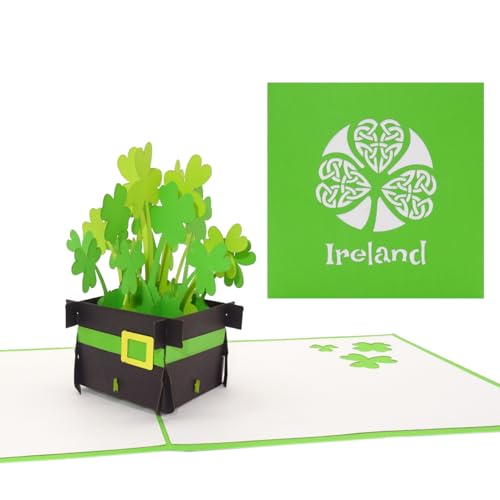 Pop Up Karte „Irland – Irish Shamrocks “ - 3D Ireland Grußkarte als Souvenir, Geburtstagskarte, Reisegutschein, Einladung zur Städtereise Dublin & Rundreise Irland von Cologne Cards