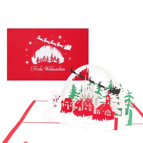 Pop Up Karte „Köln - Winterlandschaft mit Schneemann – Frohe Weihnachten - 3D Weihnachtskarte mit Umschlag - handmade von Cologne Cards