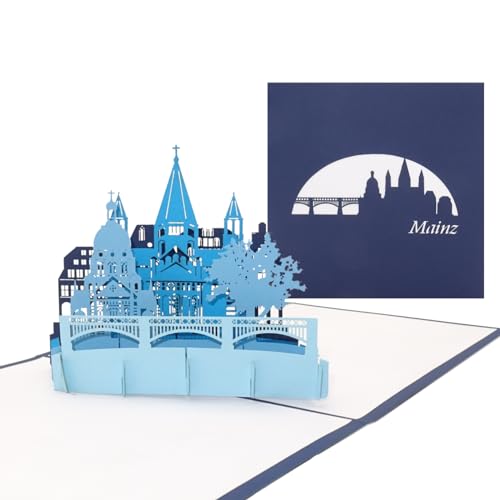 Pop Up Karte „Mainz- Panorama mit Mainzer Dom & Altstadt“ 3D Geburtstagskarte, Souvenir, Einladungskarte & Reisegutschein zum City Trip von Cologne Cards