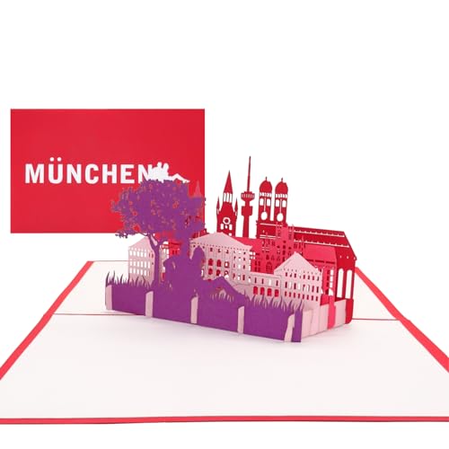 Pop Up Karte „München Skyline – Panorama mit Frauenkirche“ 3D Geburtstagskarte, Souvenir, Einladung City Trip & Gutschein Bayern Urlaub von Cologne Cards