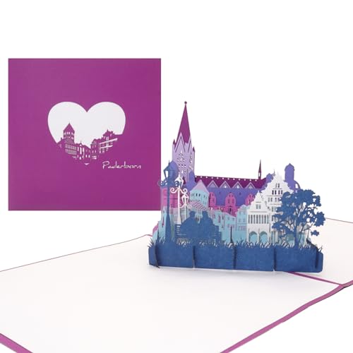 Pop-Up Karte „Paderborn – Skyline mit Paderborner Dom“, 3D Grußkarte als Postkarte, Souvenir, Einladung & Gutschein - Karte mit Umschlag von Cologne Cards