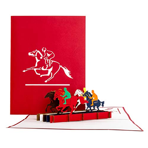 Pop-Up Karte „Pferde & Reiten“ 3D Geburtstagskarte Pferderennen als Geschenkidee, Einladungskarte & Gutschein von Cologne Cards