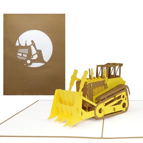 Pop Up Karte „Planierraupe - Bulldozer“ 3D Geburtstagskarte & Einladungskarte mit Umschlag als Gutschein zum Bagger Fahren & Führerschein von Cologne Cards