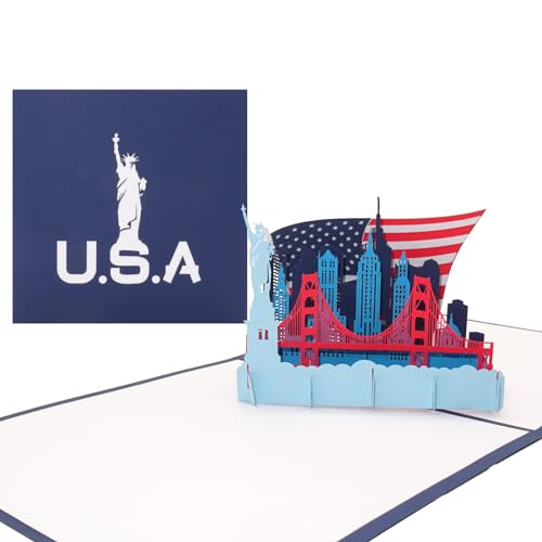 Pop Up Karte „U.S.A. - Stars & Stripes“ - 3D Grußkarte als Souvenir, Geburtstagskarte, Reisegutschein, Einladung zur Städtereise New York & Urlaub in den USA von Cologne Cards