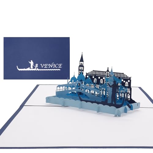 Pop Up Karte „Venedig – Panorama & Gondelfahrt“ - 3D Grußkarte als Souvenir, Geburtstagskarte, Reisegutschein, Einladung zur Städtereise, Honeymoon, Hochzeitsreise & Verlobung von Cologne Cards