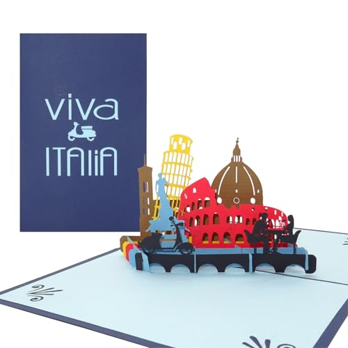 Pop Up Karte „Viva Italia“ - 3D Einladung, Geburtstagskarte, Reisegutschein Italien, Geschenkgutschein, Glückwunschkarte Gutschein Rundreise von Cologne Cards