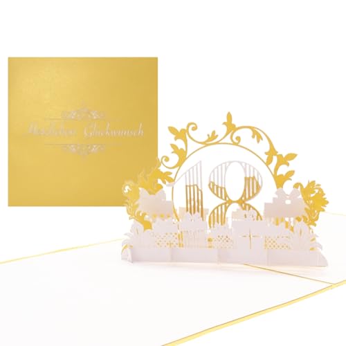Pop Up Karte 18" in edlem Gold & Weiß - zum 18. Geburtstag & zur Volljährigkeit - 3D Geburtstagskarte & Glückwunschkarte & Geschenkverpackung von Cologne Cards