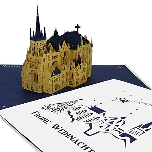 Pop Up Karte Aachener Dom Frohe Weihnachten - Öcher 3D Weihnachtskarte, Geschenk & Souvenir – tolle Geschenkidee aus der Kaiserstadt Aachen von Cologne Cards