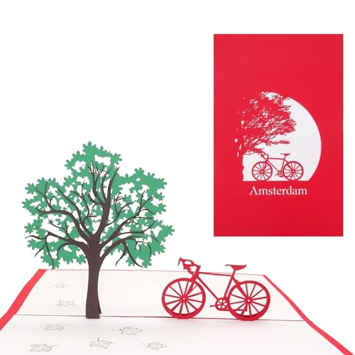 Pop Up Karte "Amsterdam mit Fahrrad" 3D Postkarte als Geschenkidee, Geburtstagskarte, Souvenir & Reisegutschein Holland & Amsterdam von Cologne Cards