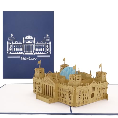 Pop Up Karte Berlin – Reichstag – 3D Klappkarte mit Modell Berliner Reichstag als Postkarte, Souvenir, Geburtstagskarte, Geschenkidee, Reisegutschein und Dekoration Berlin von Cologne Cards