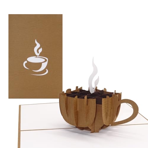 Pop Up Karte "Coffee Cup" - Kaffeetasse - Gutschein, Geburtstagskarte, Geschenkgutschein & Einladung zum Kaffee, Kaffeeklatsch von Cologne Cards