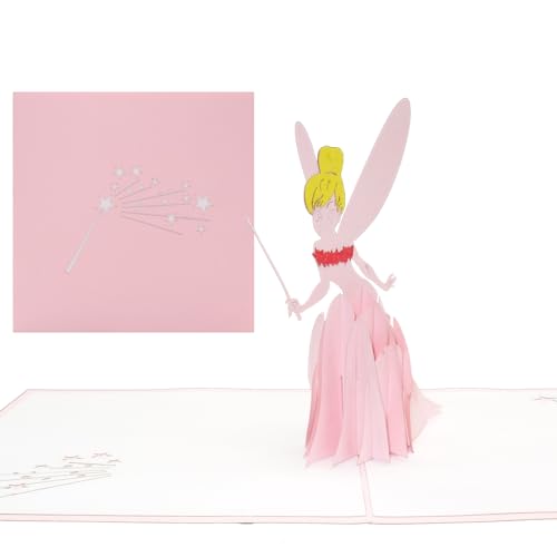 Pop-Up Karte Kleine Fee - 3D Feenkarte „Tinkerbell – Feenstab & Feenstaub“ – Geburtstagskarte, Einladungskarte & Glückwunschkarte zu Geburtstag & Kindergeburtstag für Mädchen in Pink & Rosa - von Cologne Cards