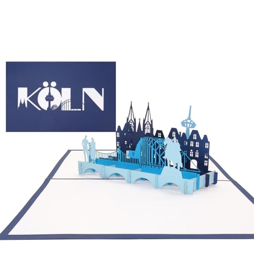 Pop Up Karte Köln - Panorama, 3D Grußkarte Kölner Dom & Skyline, Köln Souvenir, Reisegutschein Städtetrip Köln, PopUp Karte mit Umschlag von Cologne Cards