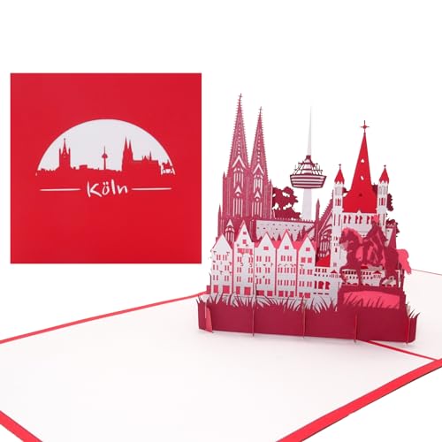 Pop-Up Karte Köln – Skyline mit Kölner Dom“ 3D Karte mit Umschlag, Grußkarte, Geburtstagskarte, Einladung und Reisegutschein von Cologne Cards