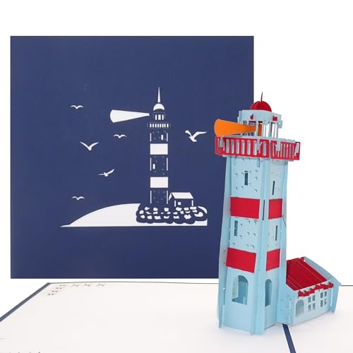 Pop-Up Karte Leuchtturm 3D Geburtstagskarte Maritim - Einladung, Gutschein, Souvenir & Grußkarte von Ostsee und Nordsee von Cologne Cards