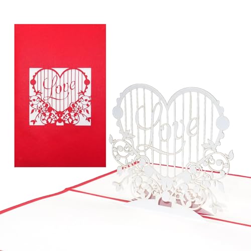 Pop Up Karte Love Heart - 3D Valentinskarte, Hochzeitskarte & Hochzeitseinladungen - Hochzeitskarten, Einladungskarten zur Hochzeit, 3D Verlobungskarten, Safe the date Karten & Valentinskarten von Cologne Cards