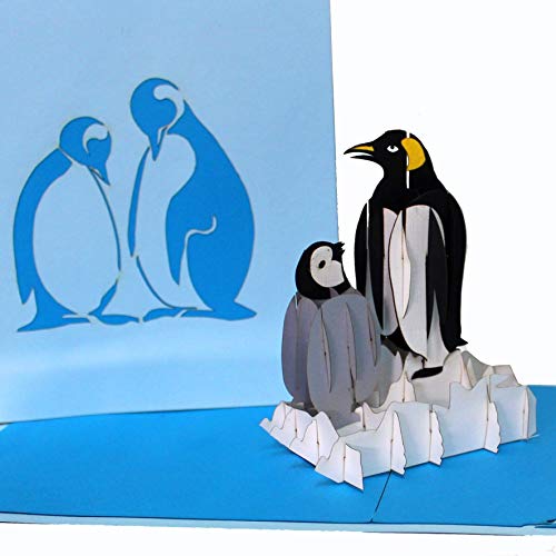 Pop-Up Karte Pinguine auf Eisscholle - 3D Pinguin Karte, tolle Geburtstagskarte, Einladung in den Zoo, Gutschein Karte von Cologne Cards