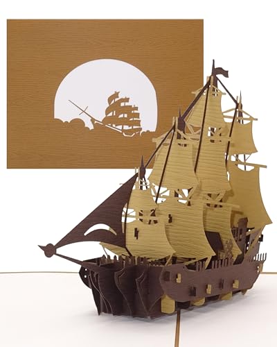 Pop Up Karte Segelschiff - Viermaster - 3D Geburtstagskarte Segeln & Schifffahrt – 3D Karte mit Umschlag als Geschenkverpackung und Reisegutschein Schiff | Boot | Segelboot von Cologne Cards