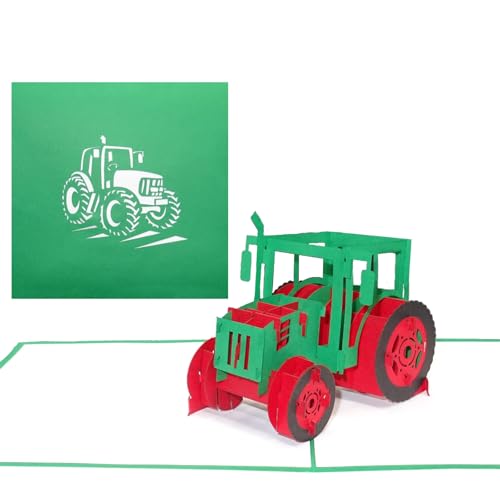 Pop Up Karte Traktor - Trecker - Treckerkarte, Traktorkarte - 3D Geburtstagskarte Kinder, Einladungskarte, Gutschein & Geschenkgutschein Bauernhof von Cologne Cards