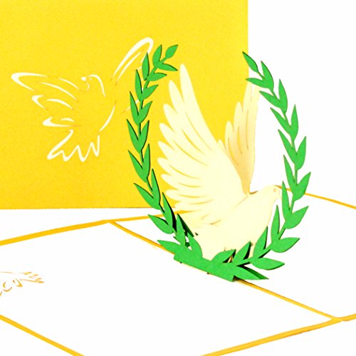 Pop Up Karte Weiße Taube - Karte zur Goldhochzeit, 3D Karte mit Umschlag zum Goldenen Jubiläum, Goldene Hochzeit, Taufe Geschenkgutschein von Cologne Cards