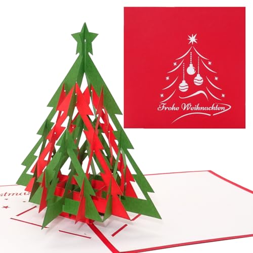 Pop-Up Weihnachtskarte Tannenbaum | Modern Frohe Weihnachten, Weihnachtskarte mit Weihnachtsbaum, Pop Up Karte zu Weihnachten, 3D Karte, Adventskarte von Cologne Cards