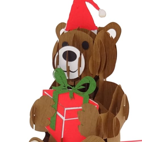 Weihnachskarte "Teddy mit Geschenk" - 3D Karte als besonderer Weihnachtsgruß von Cologne Cards