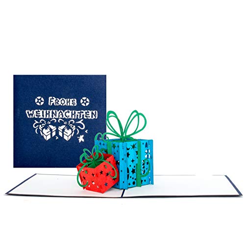 Weihnachtskarte 3D Geschenke - Frohe Weihnachten, Pop Up Karte mit Umschlag - toller Geschenkgutschein - Gutscheinkarte von Cologne Cards