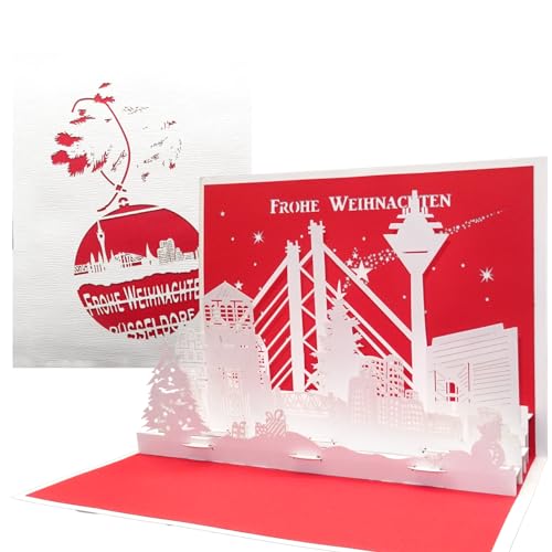 Weihnachtskarte “Düsseldorf – Skyline” - 3D Pop Up Karten - Pop Up Weihnachtskarten - Düsseldorf Panorama Karte, Souvenir Düsseldorf von Cologne Cards