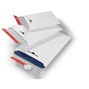 ColomPac Versandtasche mit Wiederverschluss, DIN A4+ aus weißer Vollpappe, Wiederverschluss zum Retournieren - 20 Stück (CP 012.04) von ColomPac