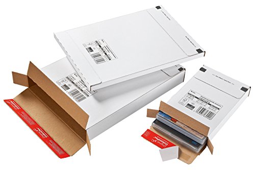 ColomPac CP065.52 Kurierpaket für Expressversand aus Wellpappe, PK100 mit doppeltem Selbstklebeverschluss, 139 x 216 x 29 mm, weiß von Colompac