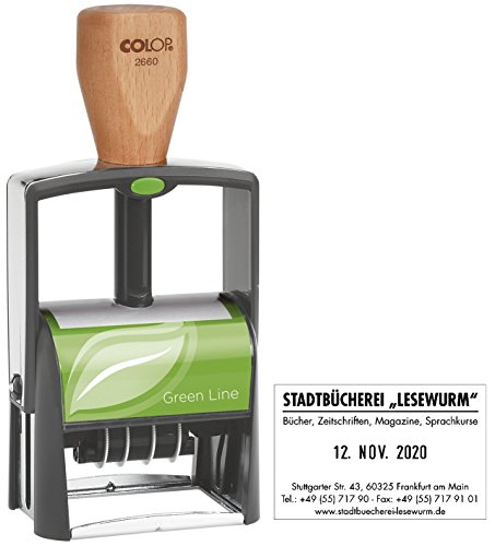 COLOP 2386622202 Classic 2660 Green Line, maximal 8 Zeilen, Taschenstempel, Selbstfärber ohne Stempelplatte, 37 x 58 mm von Colop