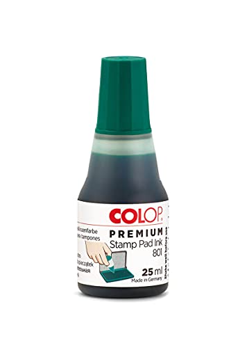 COLOP Premium Stempelfarbe 801 grün, auf Wasserbasis, dermatologisch getestet von Colop
