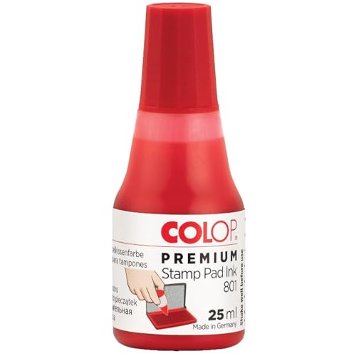 COLOP Premium Stempelfarbe 801 rot, auf Wasserbasis, dermatologisch getestet von Colop