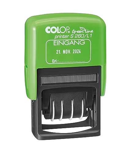 COLOP Printer S260 L1 Green Line Stempel, Text Eingang, Abdruck Blau-Rot, Datum Deutsch von Colop