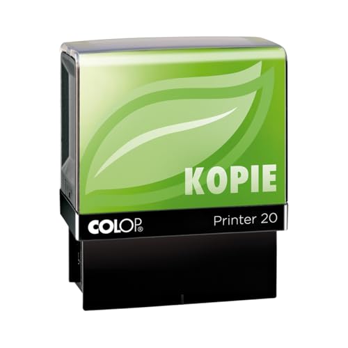 COLOP Textstempel Printer 20 Green Line mit Text Kopie, nachhaltig aus überwiegend recyceltem Kunststoff produziert, 14,10 x 8,30 x 6,40 cm von Colop