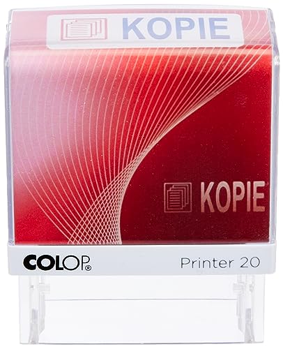 COLOP Printer 20 Text-Stempel KOPIE und Piktogramm, Abdruck blau-rot, für sofortigen Einsatz. Fertigstempel mit Lagertext und 2-farbigem Kissen von Colop