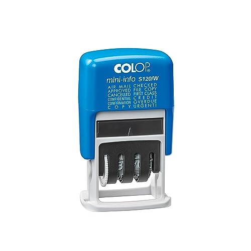 COLOP Wortbandstempel S120/W - enthält 12 unterschiedlicheTexte in einem Stempel, 6,80 x 2,60 x 4,60 cm von Colop