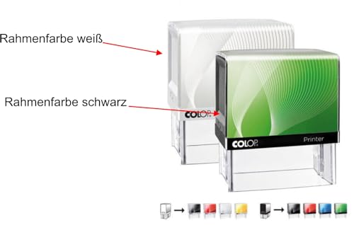 Colop (WEIß) Printer Stempel 40 Verschiedene TINTENFARBEN (Blau) mit individueller Textplatte/Logo von Colop