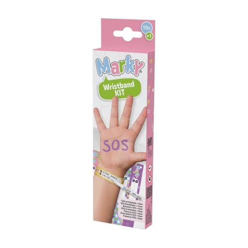 MARKY C169900 - Sicherheits-Armbänder Set für Kinder, reißfest, wasserfest, beschriftbar, 10 Notfall-Armbänder und 1 permanentem Marky-Marker MARKY C169900 - Sicherheits-Armbänder Set für Kinder, reißfest, wasserfest, beschriftbar, 10 Notfall-Armbänder und 1 permanentem Marky-Marker von Colop