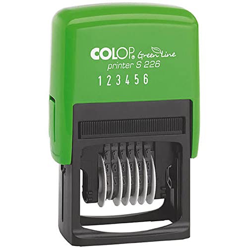 Printer S 226 Green Line Ziffernstempel Nummernstempel | Nummerierungsstempel Mini Dater | mit 6 Ziffernbändern - Schrifthöhe: 4 mm Gehäusefarbe grün Printer S 226 Green Line Ziffernstempel Nummernstempel | Nummerierungsstempel Mini Dater | mit 6 Ziffernbändern - Schrifthöhe: 4 mm Gehäusefarbe grün von Colop
